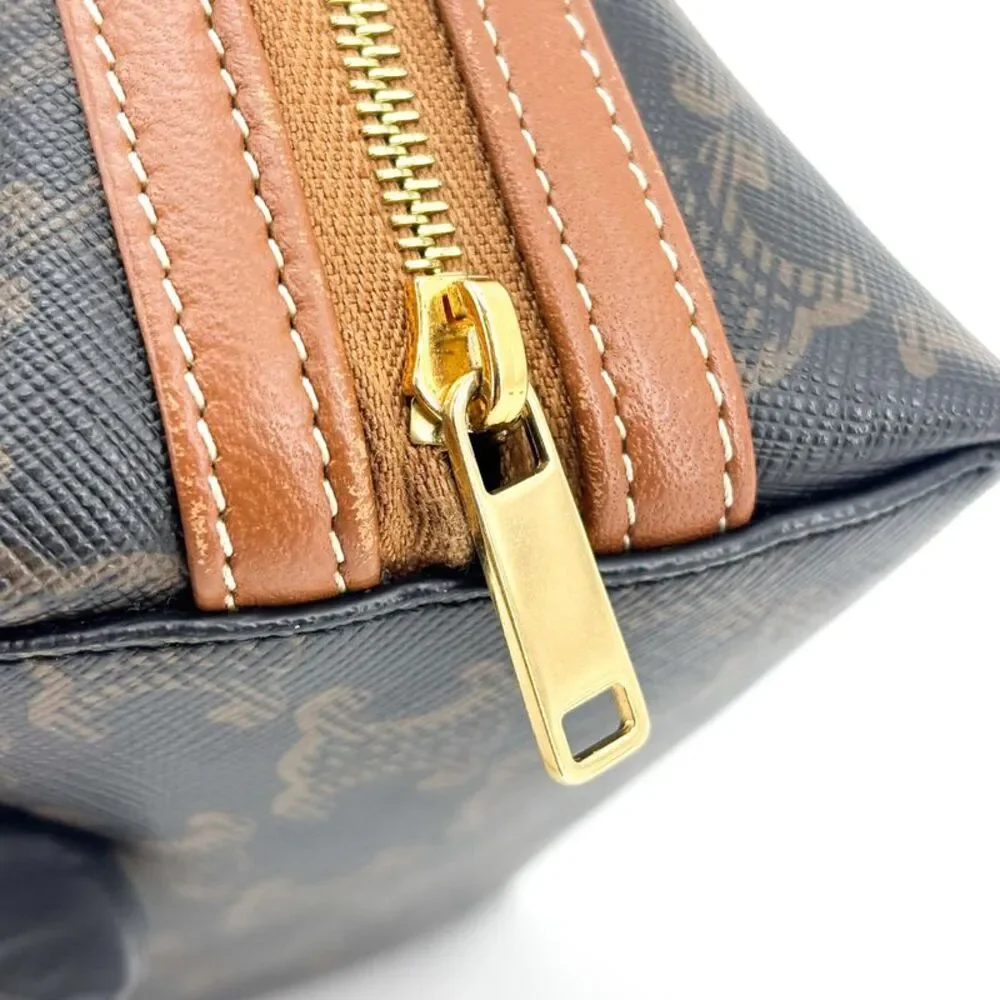 Celine Triomphe Canvas Chain Clutch Tan